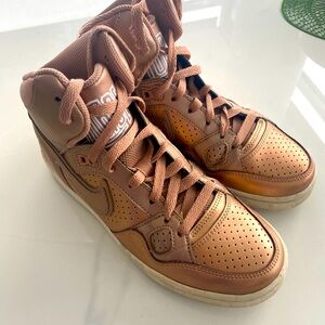 Nike Force High Tops in Rose Gold